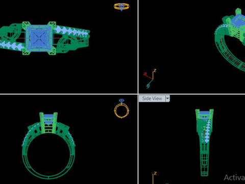 Princess daimond engagement ring 3D Model
