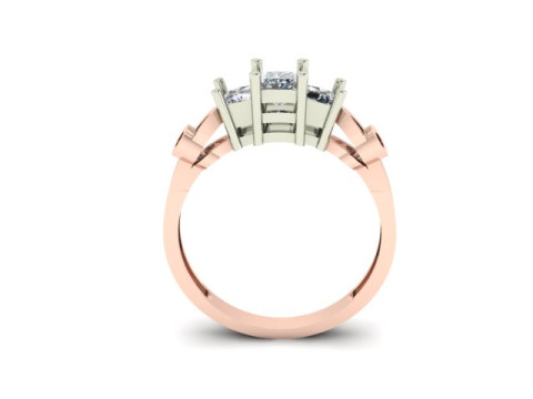 3 stones princess cut engagement ring 3D Model