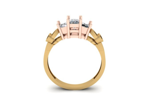 3 stones princess cut engagement ring 3D Model