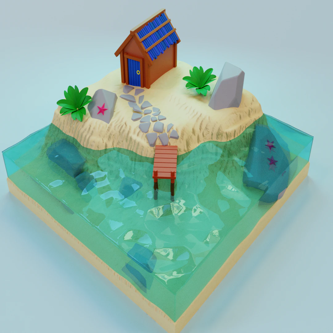 House by the sea 3D Model .c4d .max .obj .3ds .fbx .stl .blend 