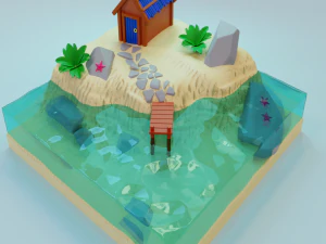 समुद्र के किनारे घर 3D मॉडल