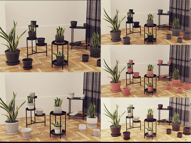 Plants pots collection vol 01 3D Model .c4d .max .obj .3ds .fbx .stl .blend 