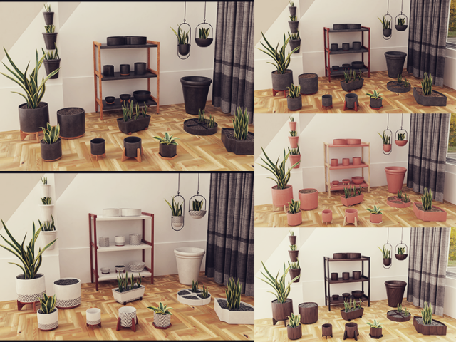 Plants pots collection vol 02 3D Model .c4d .max .obj .3ds .fbx .stl .blend 