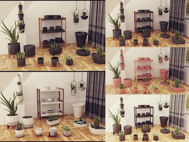 Plants pots collection vol 02 3D Model .c4d .max .obj .3ds .fbx .stl .blend 