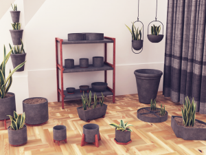 Plants pots collection vol 02 3D Model