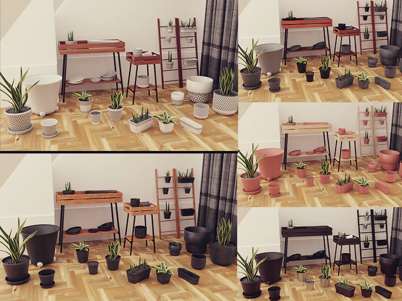 Plants Pots Collection Vol 03 3D Model .c4d .max .obj .3ds .fbx .stl .blend