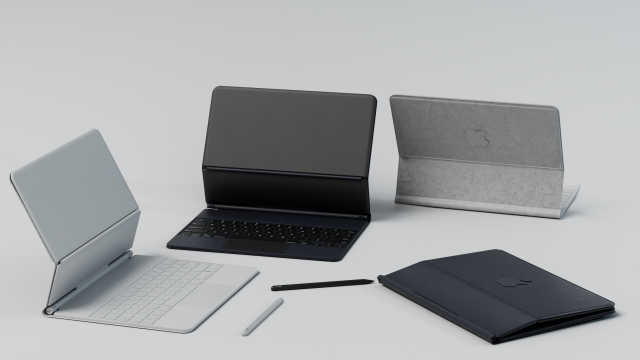 Apple ipad 2021 with cover keyboard and pencil 3D Model .c4d .max .obj .3ds .fbx .stl .blend 