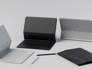 커버 키보드와 연필이 포함된 Apple ipad 2021 3D 모델