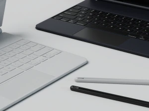 Apple ipad 2021 with cover keyboard and pencil 3D Model