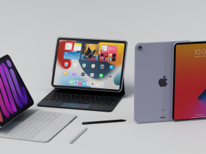 Apple ipad 2021 with cover keyboard and pencil 3D Model