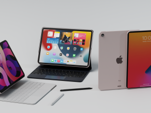 Apple ipad 2021 with cover keyboard and pencil 3D Model