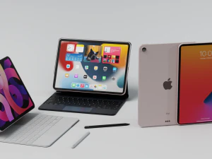 Apple ipad 2021 with cover keyboard and pencil 3D Model