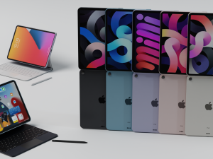 Apple ipad 2021 with cover keyboard and pencil 3D Model