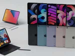 Apple ipad 2021 with cover keyboard and pencil 3D Model