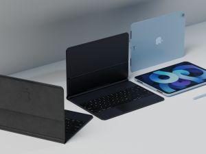 Apple ipad 2021 with cover keyboard and pencil 3D Model