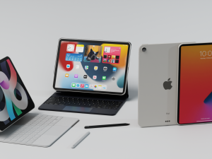 Apple ipad 2021 with cover keyboard and pencil 3D Model