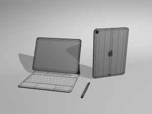 Apple ipad 2021 with cover keyboard and pencil 3D Model