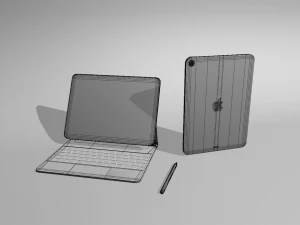 Apple ipad 2021 with cover keyboard and pencil 3D Model