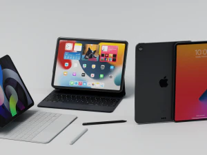 Apple ipad 2021 with cover keyboard and pencil 3D Model