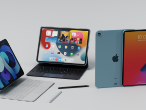 Apple ipad 2021 with cover keyboard and pencil 3D Model