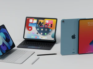 Apple ipad 2021 with cover keyboard and pencil 3D Model