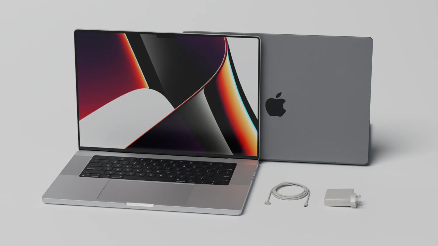 MacBook Pro 2022 with Power Adapter and Cable 3D Model .c4d .max .obj .3ds .fbx .stl .blend 