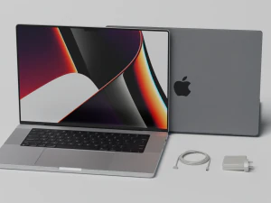 MacBook Pro 2022 con alimentatore e cavo Modello 3D