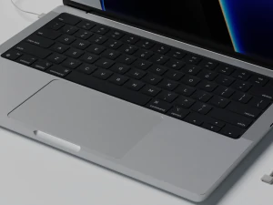 MacBook Pro 2022 with Power Adapter and Cable 3D Model