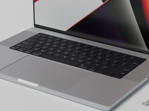 MacBook Pro 2022 with Power Adapter and Cable 3D Model