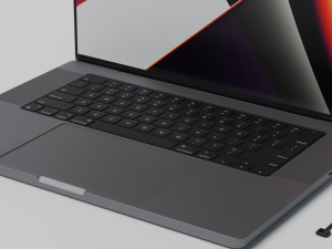 MacBook Pro 2022 with Power Adapter and Cable 3Dモデル