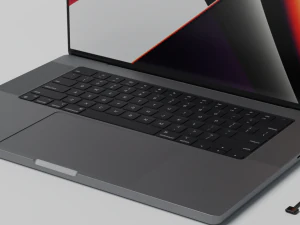 MacBook Pro 2022 with Power Adapter and Cable 3D Model