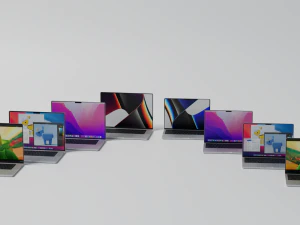 MacBook Pro 2022 with Power Adapter and Cable 3D Model