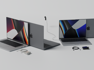 MacBook Pro 2022 with Power Adapter and Cable 3Dモデル
