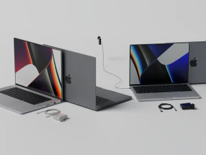 MacBook Pro 2022 with Power Adapter and Cable 3D Model