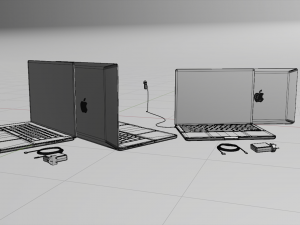 MacBook Pro 2022 with Power Adapter and Cable 3Dモデル