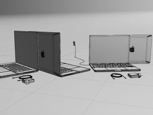 MacBook Pro 2022 with Power Adapter and Cable 3D Model