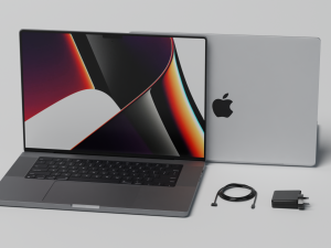 MacBook Pro 2022 with Power Adapter and Cable 3Dモデル