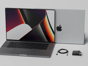 MacBook Pro 2022 with Power Adapter and Cable 3D Model