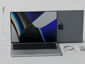 MacBook Pro 2022 with Power Adapter and Cable 3D Model
