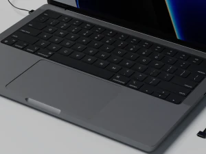 MacBook Pro 2022 with Power Adapter and Cable 3D Model