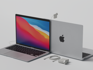 MacBook Air with Power Adapter and Cable 3D Model