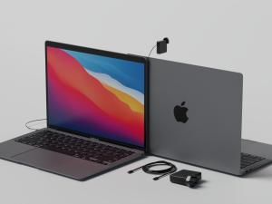 MacBook Air with Power Adapter and Cable 3D Model