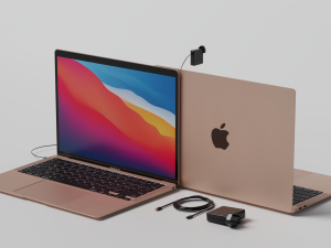 MacBook Air with Power Adapter and Cable 3D Model