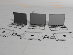 MacBook Air with Power Adapter and Cable 3D Model