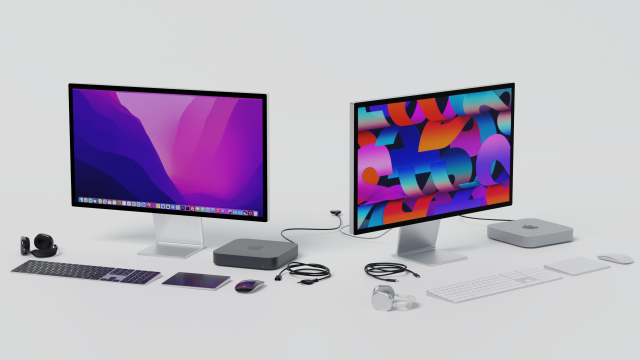 Mac mini 2022 with all accessories 3D Model .c4d .max .obj .3ds .fbx .stl .blend 