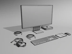 Mac mini 2022 with all accessories 3D Model