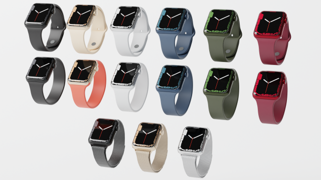 Apple watch collection all colors Model 3D .c4d .max .obj .3ds .fbx .stl .blend 