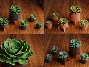 Collection of Succulent Plants Plants Vol 03 3D 모델