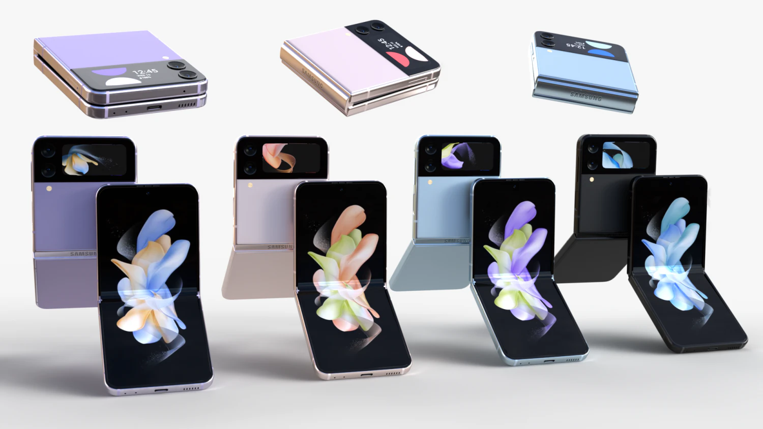 Samsung Galaxy Z Flip 4 3D Model .c4d .max .obj .3ds .fbx .stl .blend