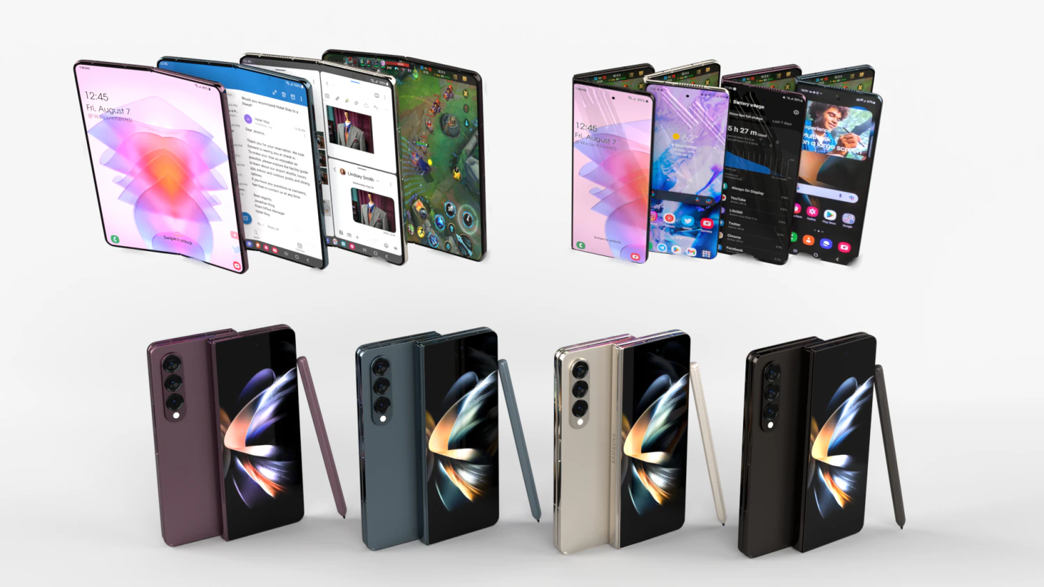 Samsung Galaxy Z Fold 4 3D Model .c4d .max .obj .3ds .fbx .stl .blend 